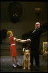 Sarah Jessica Parker as Annie and Reid Shelton as Daddy Warbucks w. Sandy in a scene from the Broadway production of the musical "Annie."
