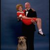 Sarah Jessica Parker as Annie and Reid Shelton as Daddy Warbucks w. Sandy in a scene from the Broadway production of the musical "Annie."