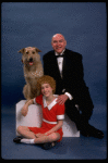 Sarah Jessica Parker as Annie and Reid Shelton as Daddy Warbucks w. Sandy in a scene from the Broadway production of the musical "Annie."