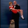 Sarah Jessica Parker as Annie and Reid Shelton as Daddy Warbucks w. Sandy in a scene from the Broadway production of the musical "Annie."