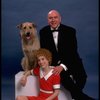 Sarah Jessica Parker as Annie and Reid Shelton as Daddy Warbucks w. Sandy in a scene from the Broadway production of the musical "Annie."