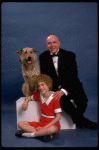 Sarah Jessica Parker as Annie and Reid Shelton as Daddy Warbucks w. Sandy in a scene from the Broadway production of the musical "Annie."