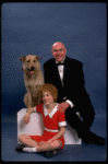 Sarah Jessica Parker as Annie and Reid Shelton as Daddy Warbucks w. Sandy in a scene from the Broadway production of the musical "Annie."