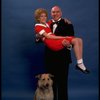 Sarah Jessica Parker as Annie and Reid Shelton as Daddy Warbucks w. Sandy in a scene from the Broadway production of the musical "Annie."