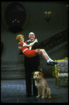 Sarah Jessica Parker as Annie and Reid Shelton as Daddy Warbucks w. Sandy in a scene from the Broadway production of the musical "Annie."