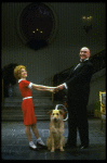 Sarah Jessica Parker as Annie and Reid Shelton as Daddy Warbucks w. Sandy in a scene from the Broadway production of the musical "Annie."