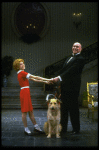 Sarah Jessica Parker as Annie and Reid Shelton as Daddy Warbucks w. Sandy in a scene from the Broadway production of the musical "Annie."