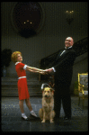 Sarah Jessica Parker as Annie and Reid Shelton as Daddy Warbucks w. Sandy in a scene from the Broadway production of the musical "Annie."