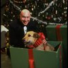 Actor Reid Shelton as Daddy Warbucks w. Sandy in a scene from the Broadway production of the musical "Annie."
