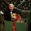 Actor Reid Shelton as Daddy Warbucks w. Sandy in a scene from the Broadway production of the musical "Annie."