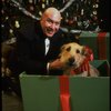 Actor Reid Shelton as Daddy Warbucks w. Sandy in a scene from the Broadway production of the musical "Annie."