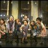 Sarah Jessica Parker as Annie w. orphans in a scene from the Broadway production of the musical "Annie."