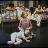Sarah Jessica Parker as Annie w. orphans in a scene from the Broadway production of the musical "Annie."