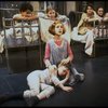 Sarah Jessica Parker as Annie w. orphans in a scene from the Broadway production of the musical "Annie."