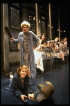 L-2L) Sarah Jessica Parker as Annie and Alice Ghostley as Miss Hannigan w. orphans in a scene from the Broadway production of the musical "Annie."