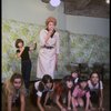 Roseanne Sorrentino as Annie and Patricia Drylie as Miss Hannigan w. orphans during a rehearsal for the Dallas production of the musical "Annie."