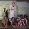 Roseanne Sorrentino as Annie and Patricia Drylie as Miss Hannigan w. orphans during a rehearsal for the Dallas production of the musical "Annie."