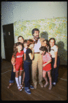 Roseanne Sorrentino as Annie (4L) w. choreographer Peter Gennaro and orphans during a rehearsal for the Dallas production of the musical "Annie."