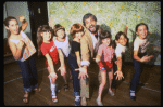 Roseanne Sorrentino as Annie (4L) w. choreographer Peter Gennaro and orphans during a rehearsal for the Dallas production of the musical "Annie."