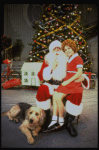 Actress Roseanne Sorrentino as Annie w. Sandy and Santa Claus in a scene from the Dallas production of musical "Annie."