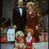 Roseanne Sorrentino as Annie, Patricia Drylie as Miss Hannigan and Harve Presnell as Daddy Warbucks w. Sandy from the Dallas production of musical "Annie."