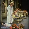 Roseanne Sorrentino as Annie and Patricia Drylie as Miss Hannigan w. orphans in a scene from the Dallas production of musical "Annie."