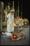 Roseanne Sorrentino as Annie and Patricia Drylie as Miss Hannigan w. orphans in a scene from the Dallas production of musical "Annie."