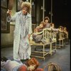 Roseanne Sorrentino as Annie and Patricia Drylie as Miss Hannigan w. orphans in a scene from the Dallas production of musical "Annie."