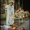 Roseanne Sorrentino as Annie and Patricia Drylie as Miss Hannigan w. orphans in a scene from the Dallas production of musical "Annie."