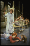 Roseanne Sorrentino as Annie and Patricia Drylie as Miss Hannigan w. orphans in a scene from the Dallas production of musical "Annie."