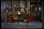 L-R) Katharine Buffaloe as Lily, Michael Leeds as Rooster and Patricia Drylie as Miss Hannigan in a scene from the Dallas production of musical "Annie."