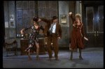 L-R) Katharine Buffaloe as Lily, Michael Leeds as Rooster and Patricia Drylie as Miss Hannigan in a scene from the Dallas production of musical "Annie."