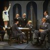 L) Harve Presnell as Daddy Warbucks, Roseanne Sorrentino as Annie (2L) and Jack Denton as FDR (2R) in a scene from the Dallas production of musical "Annie."