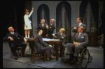 L) Harve Presnell as Daddy Warbucks, Roseanne Sorrentino as Annie (2L) and Jack Denton as FDR (2R) in a scene from the Dallas production of musical "Annie."
