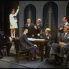 L) Harve Presnell as Daddy Warbucks, Roseanne Sorrentino as Annie (2L) and Jack Denton as FDR (2R) in a scene from the Dallas production of musical "Annie."