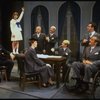 L) Harve Presnell as Daddy Warbucks, Roseanne Sorrentino as Annie (2L) and Jack Denton as FDR (2R) in a scene from the Dallas production of musical "Annie."