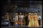 2L-4L) Harve Presnell as Daddy Warbucks, Roseanne Sorrentino as Annie and Deborah Jean Templin as Grace in a scene from the Dallas production of musical "Annie."