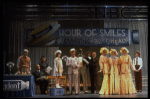 2L-4L) Harve Presnell as Daddy Warbucks, Roseanne Sorrentino as Annie and Deborah Jean Templin as Grace in a scene from the Dallas production of musical "Annie."