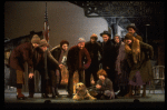 Roseanne Sorrentino as Annie w. Sandy and Hooverville-ites in a scene from the Dallas production of musical "Annie."