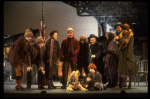 Roseanne Sorrentino as Annie w. Sandy and Hooverville-ites in a scene from the Dallas production of musical "Annie."