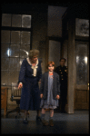 Ruth Kobart as Miss Hannigan and Mary K. Lombardi as Annie in a scene from the Chicago production of the musical "Annie."