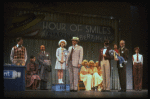 2L-4L) Ellen Martin as Grace, Mary K. Lombardi as Annie and Norwood Smith as Daddy Warbucks in a scene from the Chicago production of the musical "Annie."
