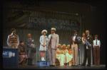 2L-4L) Ellen Martin as Grace, Mary K. Lombardi as Annie and Norwood Smith as Daddy Warbucks in a scene from the Chicago production of the musical "Annie."