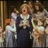 Ruth Kobart as Miss Hannigan w. orphans in a scene from the Chicago production of the musical "Annie."