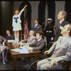 Mary K. Lombardi as Annie (3L), (2L) Norwood Smith as Daddy Warbucks and Stephen Everett as FDR (L) in a scene from the Chicago production of the musical "Annie."