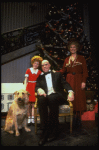 Allison Smith as Annie, Alice Ghostley as Miss Hannigan, John Schuck as Daddy Warbucks w. Sandy in a scene from the Broadway production of the musical "Annie."