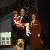 Allison Smith as Annie, Alice Ghostley as Miss Hannigan, John Schuck as Daddy Warbucks w. Sandy in a scene from the Broadway production of the musical "Annie."