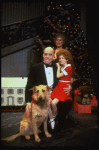 Allison Smith as Annie, Alice Ghostley as Miss Hannigan, John Schuck as Daddy Warbucks w. Sandy in a scene from the Broadway production of the musical "Annie."