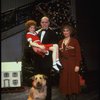 Allison Smith as Annie, Alice Ghostley as Miss Hannigan, John Schuck as Daddy Warbucks w. Sandy in a scene from the Broadway production of the musical "Annie."