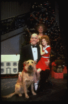 Allison Smith as Annie, Alice Ghostley as Miss Hannigan, John Schuck as Daddy Warbucks w. Sandy in a scene from the Broadway production of the musical "Annie."